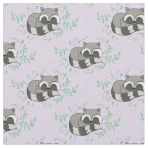 Tecido Raccoon Watercolor Baby Room Decor Woodland Animal
