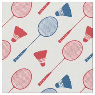 Tecido Rackers de badminton vermelho e azul em branco