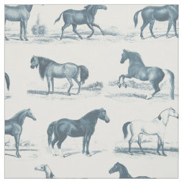 Tecido Rações de Cavalo Azul Elegante Vintage