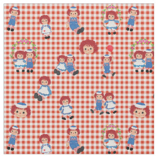 Tecido Raggedy Ann e Andy no Red Gingham