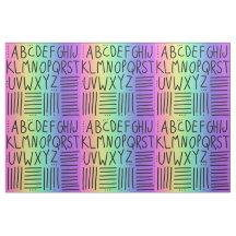 Tecido Rainbow com escrita manual ABCs