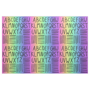 Tecido Rainbow com escrita manual ABCs