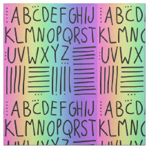 Tecido Rainbow com escrita manual ABCs