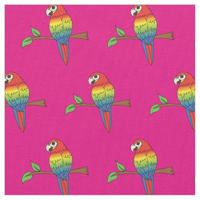 Tecido Rainbow Macaw Parrots Pássaros Bonitos (Detalhe)