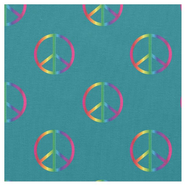 Tecido Rainbow Peace Sinais Teal (Detalhe)