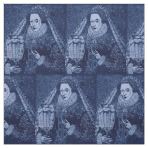 Tecido Rainha Elizabeth mim no impressão azul