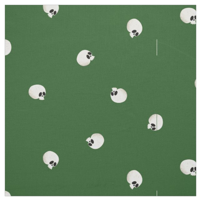 Tecido Raleatório Cute Kawaii Skull Dots Verde (Modelo)