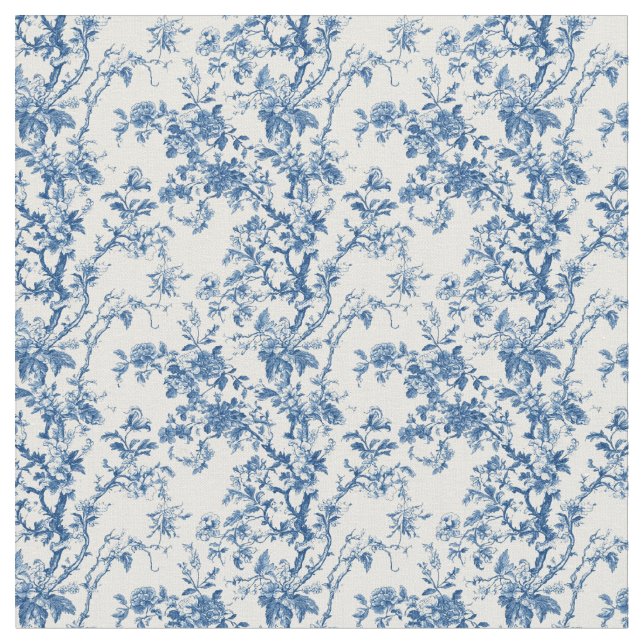 Tecido Ramificações Florais de Toile Azul (Detalhe)
