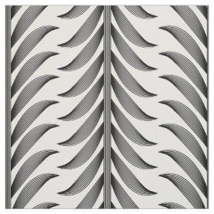 Tecido Ramo de oliveira Linear de padrão preto e branco