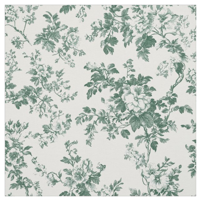 Tecido Ramo Floral Verde Repetido (Modelo)