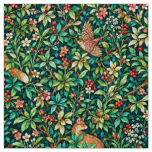 Tecido Raposa e Faisão Inspirados em William Morris