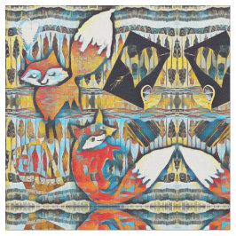 Tecido Raposas vermelhas e teste padrão espelhados dos