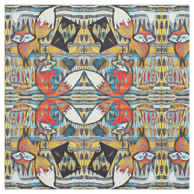 Tecido Raposas vermelhas e teste padrão espelhados dos (Modelo)