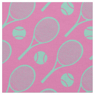 Tecido 💗 🤩 🎾 raquetes de Tênis em fundo rosa