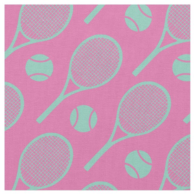 Tecido 💗 🤩 🎾 raquetes de Tênis em fundo rosa (Detalhe)