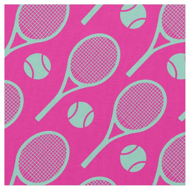 Tecido 💗 🤩 🎾 raquetes de Tênis em fundo rosa - novo (Detalhe)
