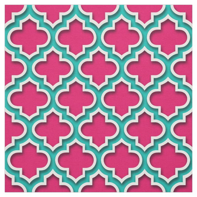 Tecido Raspberry Teal White Quatrefoil Marroquino #5DS (Modelo)