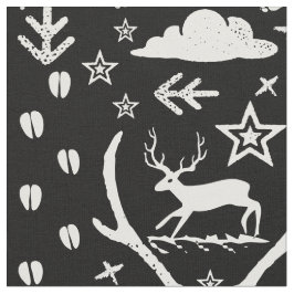 Tecido Rastreio Rustic Animal Track Bear Deer Fox Woodlan