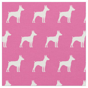 Tecido Rat Terrier Dog Silhouket Rosa
