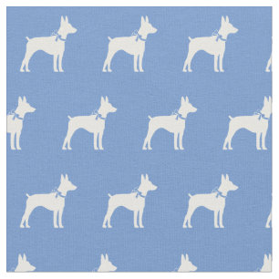 Tecido Rat Terrier Dog Silhoule Pet Light Blue