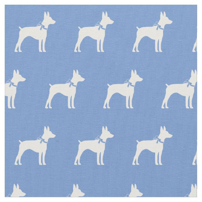 Tecido Rat Terrier Dog Silhoule Pet Light Blue (Detalhe)