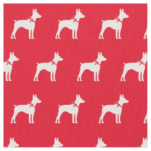 Tecido Rat Terrier Dog Silhoule Pet Red (Detalhe)