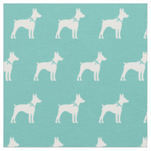 Tecido Rat Terrier Dog Silhout Pet Teal