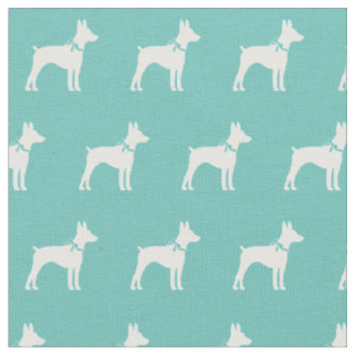 Tecido Rat Terrier Dog Silhout Pet Teal