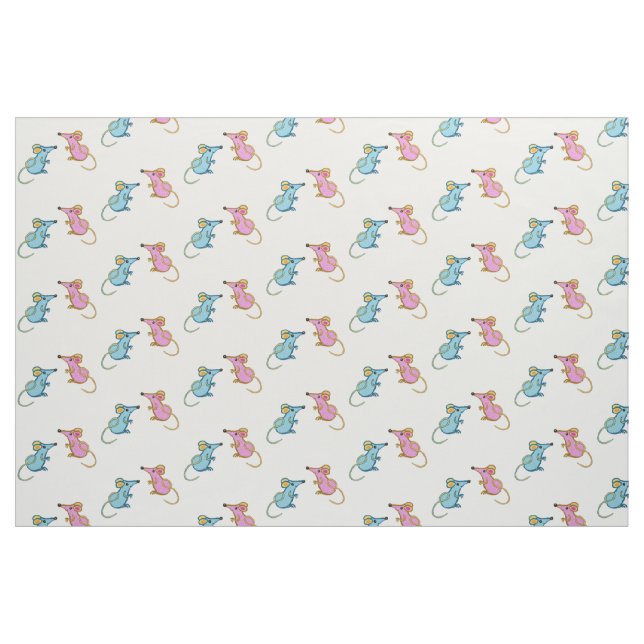 Tecido Rato azul do rato rosa (Fat Quarter)