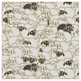 Tecido rebanho dos carneiros preto e branco