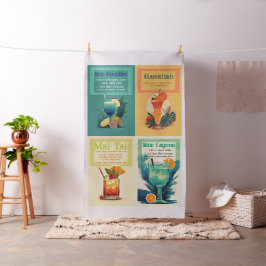 Tecido Receitas de Coquetéis Tropicais Retrô corte e cost