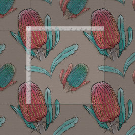 Tecido Red Banksia Watercolor - Flor Nativo Australiano