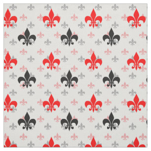 Tecido Red Black Fleur De Lis