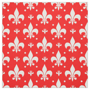Tecido Red Fleur-de-lis Design