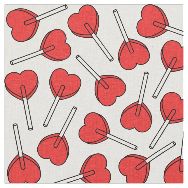 Tecido Red Lollipops, Heart Lollipops, Lollipop Pattern (Detalhe)