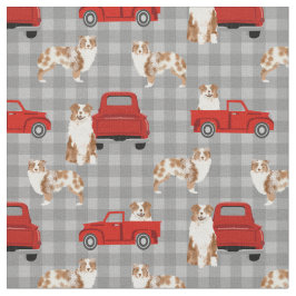 Tecido Red Merle Aussie e xadrez vermelha de caminhões