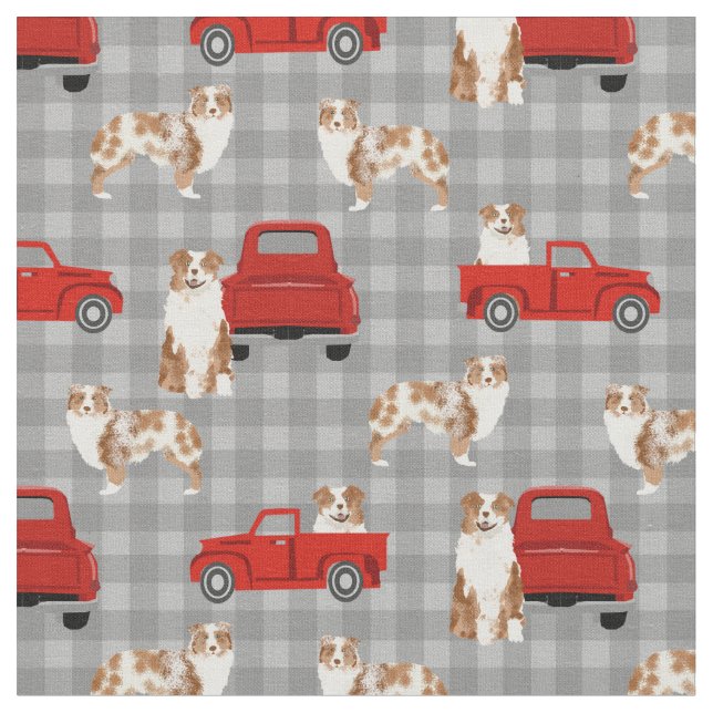 Tecido Red Merle Aussie e xadrez vermelha de caminhões (Detalhe)
