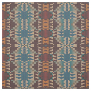Tecido Red Taupe Brown Teal Blue Orange Ethnic
