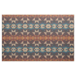 Tecido Red Teal Blue Taupe Brown Orange Ethnic