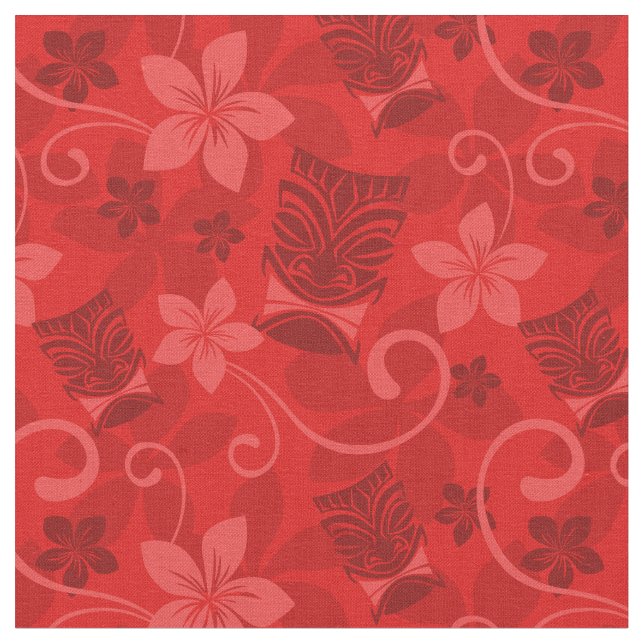 Tecido Red Tiki Mask Havaiano (Detalhe)