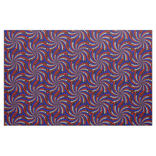 Tecido Red White Blue Checker Spiral por Kenneth Yoncich