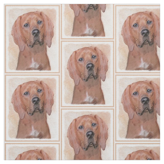 Tecido Redbone Coonhound Painting - Arte De Cachorro Orig (Modelo)
