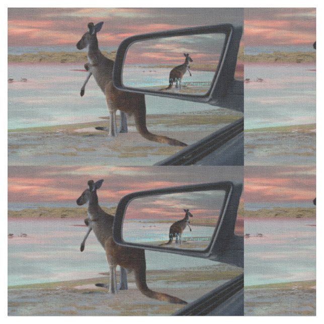 Tecido "Reflexões da Natureza: Um canguru na Praia (Detalhe)