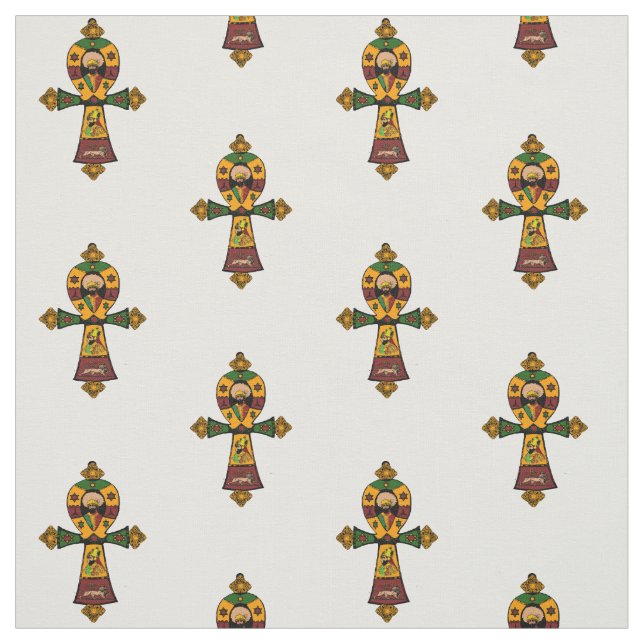 Tecido Reggae Etiópia Jamaica Ankh de Haile Selassie (Modelo)