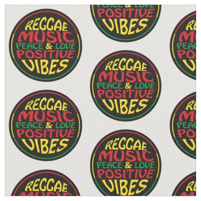 Tecido Reggae Music com afirmações e citações positivas (Detalhe)