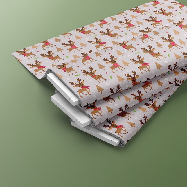 Tecido Reindeer Cute Girly Christmas Patterno Sem Costura (Criador carregado)