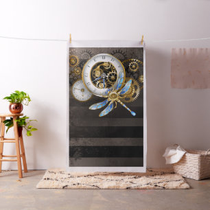Tecido Relógio Steampunk com Dragonfly Mecânica