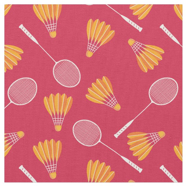 Tecido Relógios com raquetes de badminton - vermelho (Detalhe)