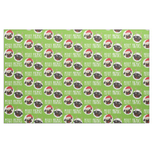 Tecido Rena do Natal de Pugmas e Pugs alegres do papai