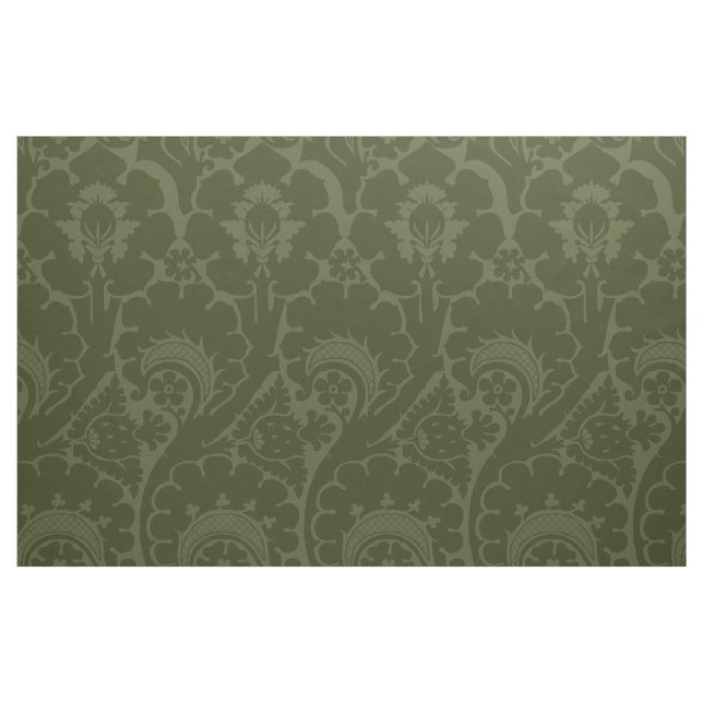 Tecido Renascentista Floral Verde Oliva (Fat Quarter)
